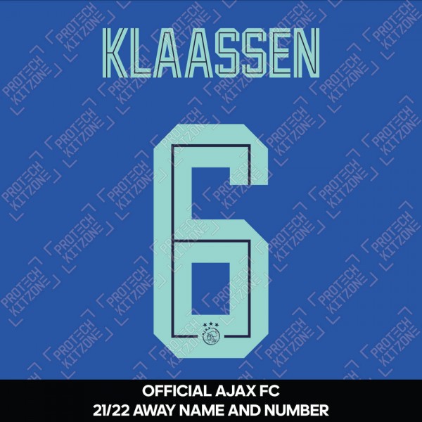 Klaassen 6 (Official Ajax FC 2021/22 Away Shirt Name and Numbering)