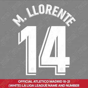 M. Llorente 14 (Official Atletico Madrid 2019/20/21/22 La Liga White Name and Number)