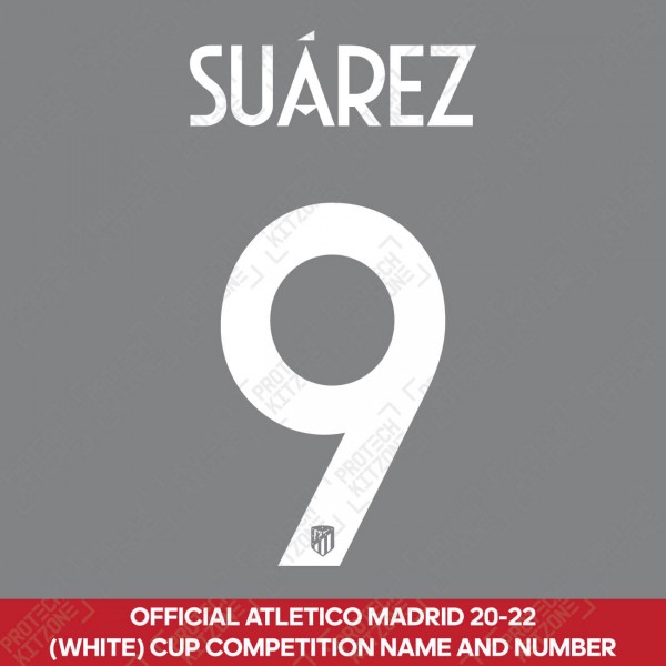 Suaréz 9 (Official Atletico Madrid FC 17-22 UEFA CL Ver. White Name and Numbering)