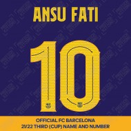 Ansu Fati 10 (OFFICIAL FC BARCELONA 21/22 Third Cup Competition NAME AND NUMBERING - PLAYER VERSION)
