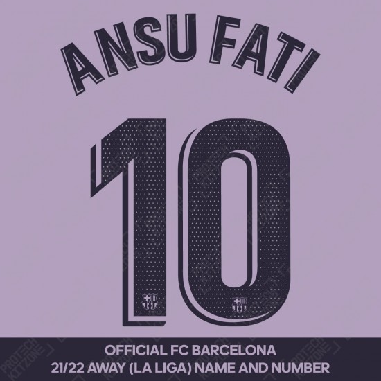 Ansu Fati 10 (OFFICIAL FC BARCELONA 2021/22 LA LIGA AWAY NAME AND NUMBERING)