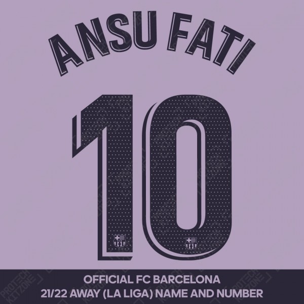 Ansu Fati 10 (OFFICIAL FC BARCELONA 2021/22 LA LIGA AWAY NAME AND NUMBERING)