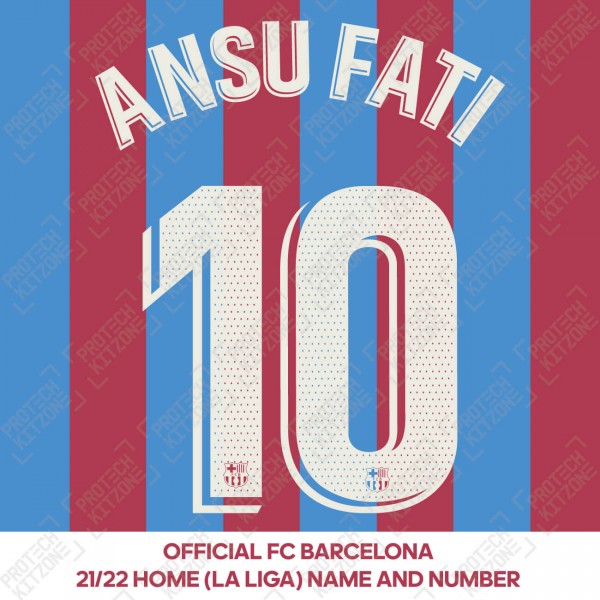 Ansu Fati 10 (OFFICIAL FC BARCELONA 2021/22 LA LIGA HOME NAME AND NUMBERING)
