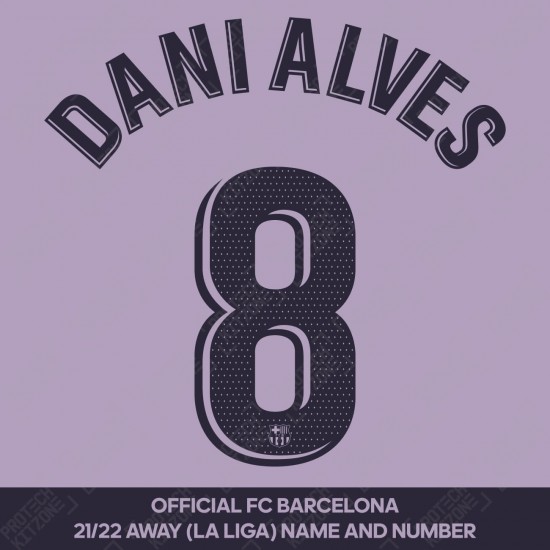 Dani Alves 8 (OFFICIAL FC BARCELONA 2021/22 LA LIGA AWAY NAME AND NUMBERING)