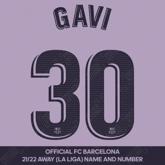 Gavi 30 (OFFICIAL FC BARCELONA 2021/22 LFP AWAY NAME AND NUMBERING)