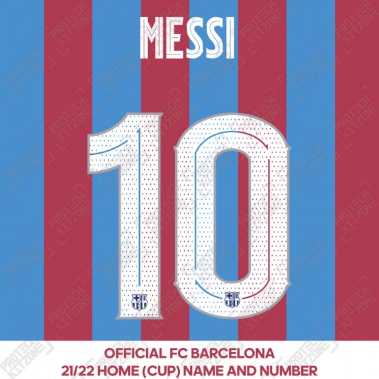 Messi 10 (OFFICIAL FC BARCELONA 2021/22 CUP HOME NAME AND NUMBERING)