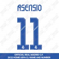 Asensio 11 (Official Real Madrid FC 2021/22 Home Cup Competition Name and Numbering)