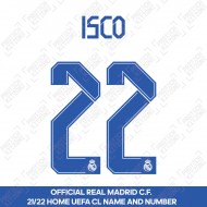 Isco 22 (Official Real Madrid FC 2021/22 Home Cup Competition Name and Numbering)