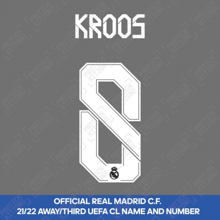 Kroos 8 (Official Real Madrid FC 2021/22 Away / Third Cup Competition Name and Numbering), 2021/22 Season Nameset, K82122ATNNS, 