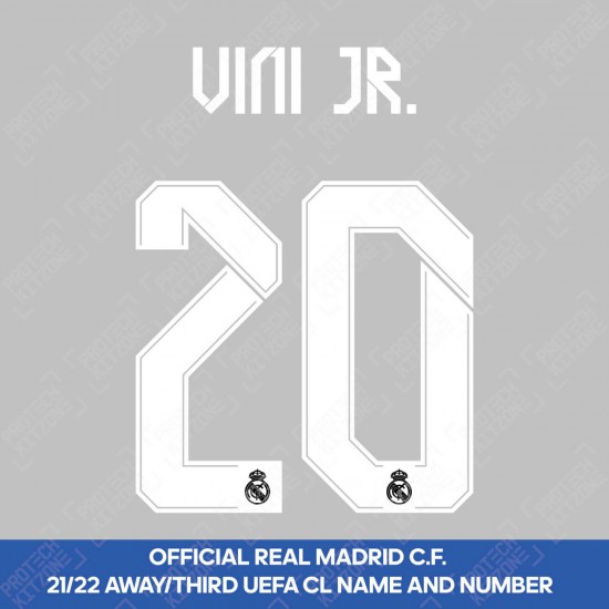 Vini Jr. 20 (Official Real Madrid FC 2021/22 Away / Third Cup Competition Name and Numbering)