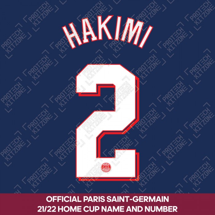 Hakimi 2 (Official PSG 2021/22 Home Cup Competition Name and Numbering), 2021/22 Season Nameset, H2PSG2122CUP, 