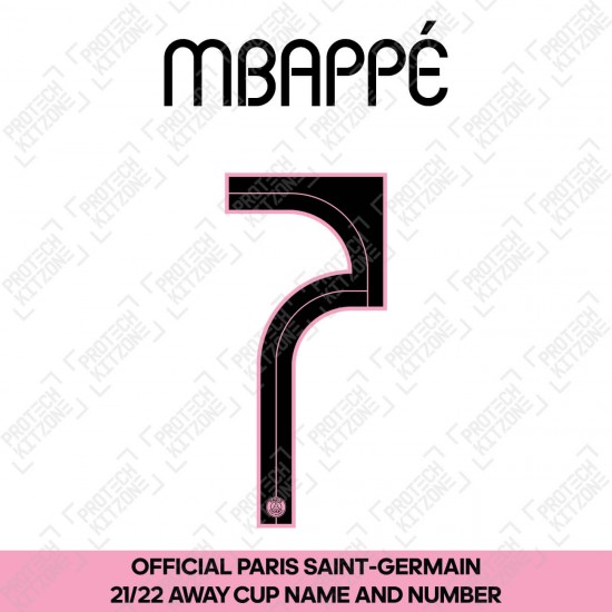 Mbappé 7 (Official PSG 2021/22 Away Cup Competition Name and Numbering)