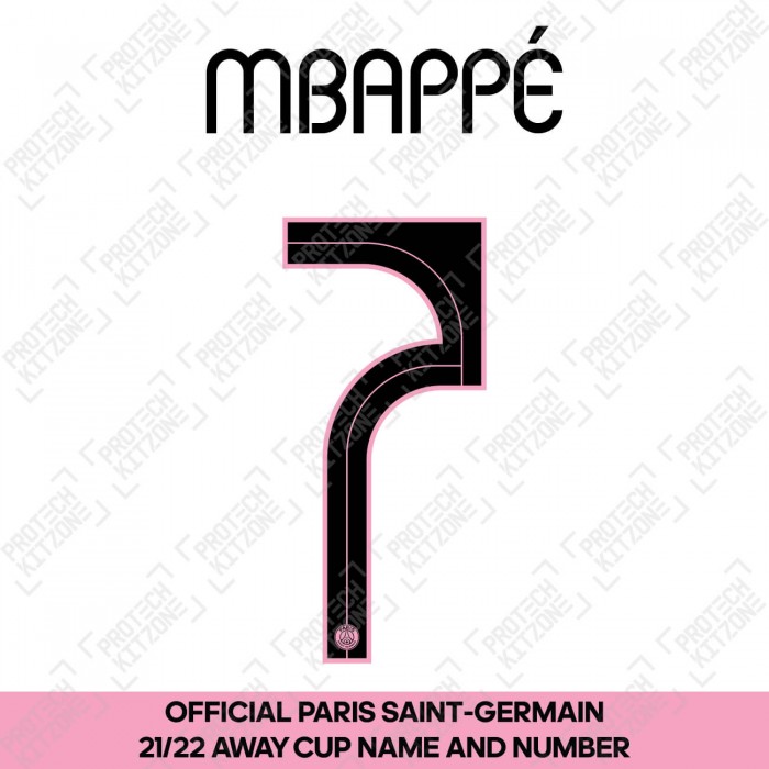 Mbappé 7 (Official PSG 2021/22 Away Cup Competition Name and Numbering), 2021/22 Season Nameset, M7PSG2122ACUP, 