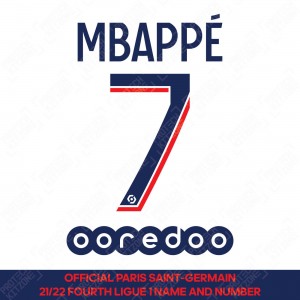 Mbappe 7 (Official PSG 2021/22 Fourth Ligue 1 Name and Numbering)