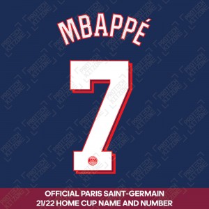 Mbappé 7 (Official PSG 2021/22 Home Cup Competition Name and Numbering)