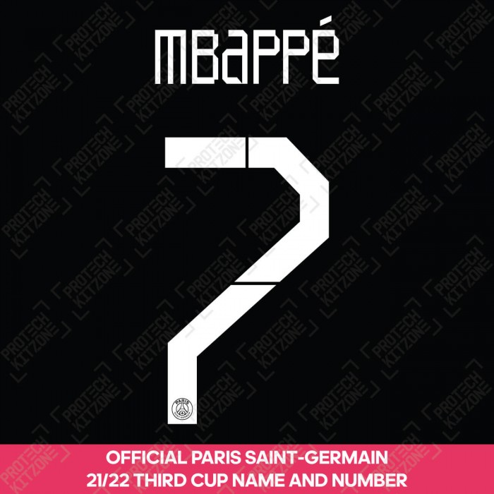 Mbappé 7 (Official PSG 2021/22 Third Cup Competition Name and Numbering), 2021/22 Season Nameset, M7PSG2122TRDCUP, 