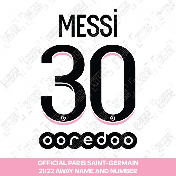 Messi 30 (Official PSG 2021/22 Away Ligue 1 Name and Numbering), 2021/22 Season Nameset, M30PSG2122AL1, 