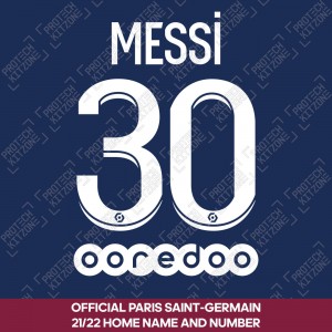 Messi 30 (Official PSG 2021/22 Home Ligue 1 Name and Numbering)