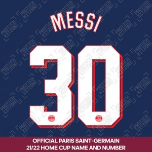 Messi 30 (Official PSG 2021/22 Home Cup Competition Name and Numbering)