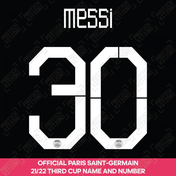Messi 30 (Official PSG 2021/22 Third Cup Competition Name and Numbering), 2021/22 Season Nameset, M30PSG2122TRDCUP, 