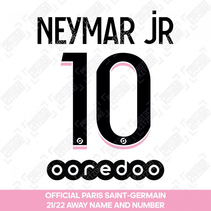 Neymar Jr 10 (Official PSG 2021/22 Away Ligue 1 Name and Numbering), 2021/22 Season Nameset, NJR10PSG2122AL1, 