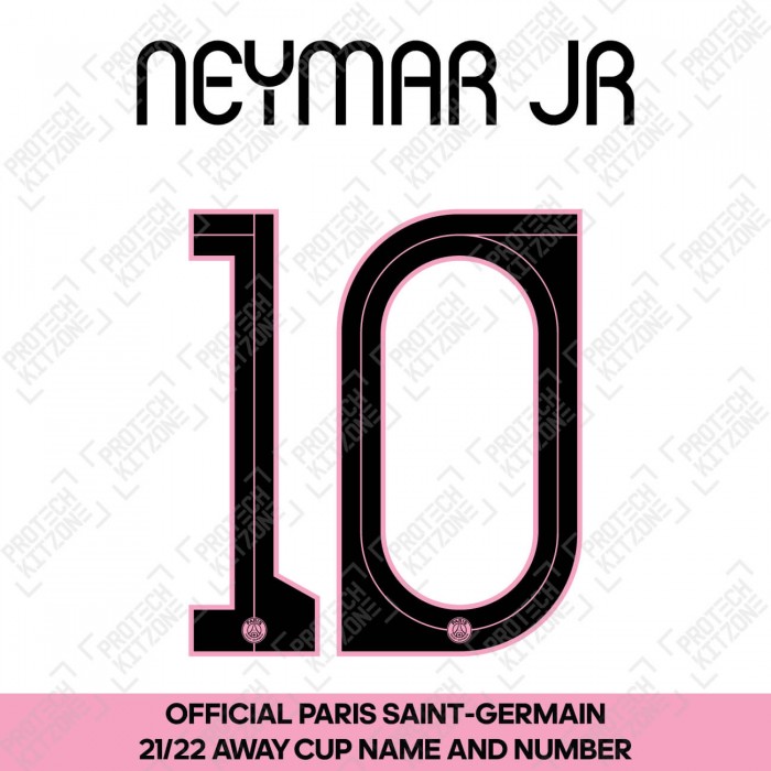 Neymar Jr 10 (Official PSG 2021/22 Away Cup Competition Name and Numbering), 2021/22 Season Nameset, NJR10PSG2122ACUP, 