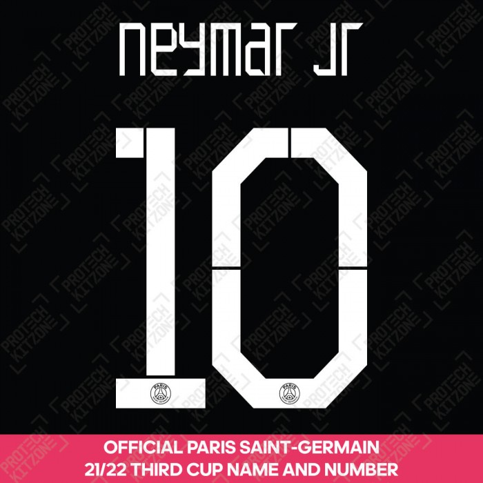 Neymar Jr 10 (Official PSG 2021/22 Third Cup Competition Name and Numbering), 2021/22 Season Nameset, MJR10PSG2122TRDCUP, 
