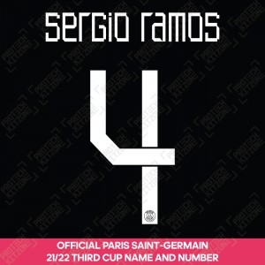 Sergio Ramos 4 (Official PSG 2021/22 Third Cup Competition Name and Numbering)