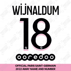 Wijnaldum 18 (Official PSG 2021/22 Away Ligue 1 Name and Numbering)