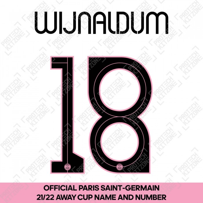 Wijnaldum 18 (Official PSG 2021/22 Away Cup Competition Name and Numbering), 2021/22 Season Nameset, W18PSG2122ACUP, 