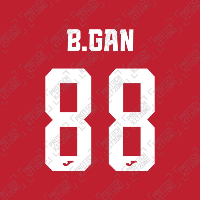 B.Gan 88 (Official Name and Number Printing for Selangor Home Shirt), Official Malaysia Super Liga, B88SFC2022HM, 