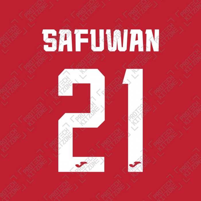 Safuwan 21 (Official Name and Number Printing for Selangor Home Shirt), Official Malaysia Super Liga, S21SFC2022HM, 