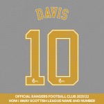 Davis 10 (Official Rangers FC 2021/22 Home / Away Name and Numbering