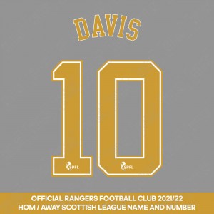 Davis 10 (Official Rangers FC 2021/22 Home / Away Name and Numbering