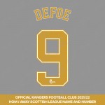 Defoe 9 (Official Rangers FC 2021/22 Home / Away Name and Numbering