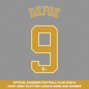 Defoe 9 (Official Rangers FC 2021/22 Home / Away Name and Numbering