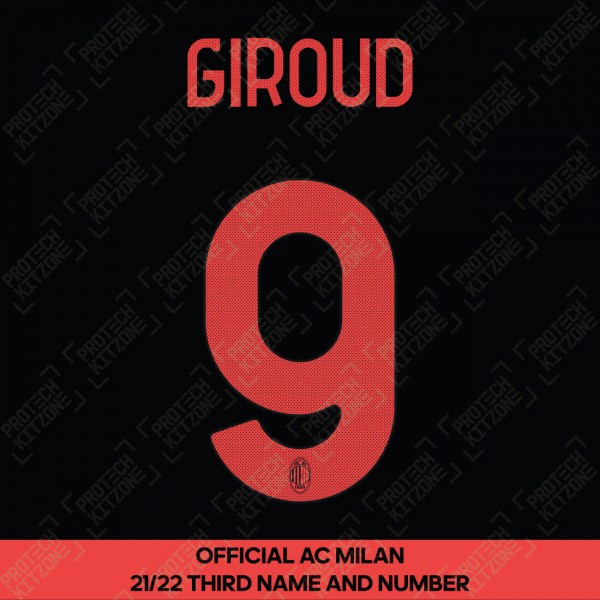 Giroud 9 (Official AC Milan 2021/22 Third Club Name and Numbering)