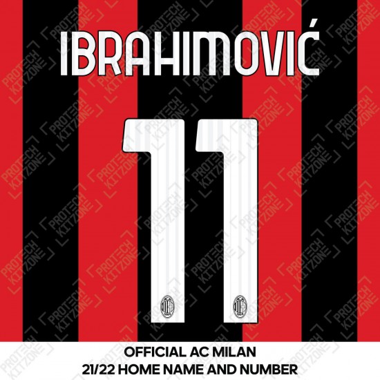 Ibrahimović 11 (Official AC Milan 2021/22 Home Club Name and Numbering)