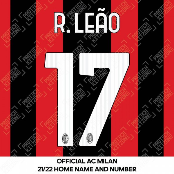 R. Leão 17 (Official AC Milan 2021/22 Home Club Name and Numbering)