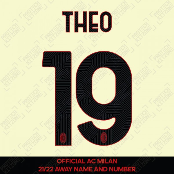 Theo 19 (Official AC Milan 2021/22 Away Club Name and Numbering)