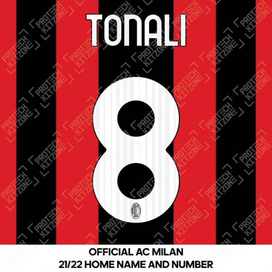 Tonali 8 (Official AC Milan 2021/22 Home Club Name and Numbering)