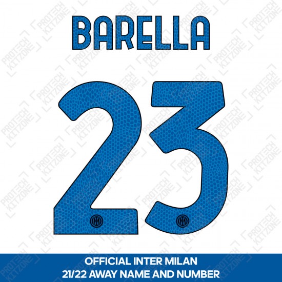 Barella 23 (Official Inter Milan 2021/22 Away Club Name and Numbering)