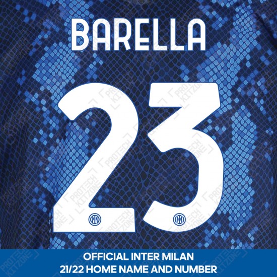 Barella 23 (Official Inter Milan 2021/22 Home Club Name and Numbering)