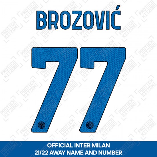 Brozović 77 (Official Inter Milan 2021/22 Away Club Name and Numbering)