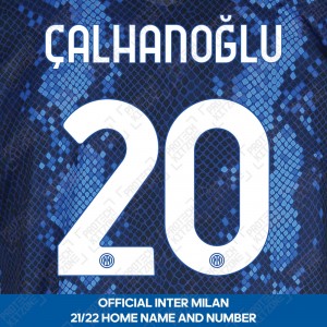 Çalhanoğlu 20 (Official Inter Milan 2021/22 Home Club Name and Numbering)