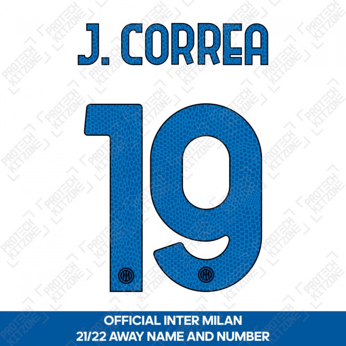 J. Correa 19 (Official Inter Milan 2021/22 Away Club Name and Numbering), 2021/22 Season Nameset, JC192122AWAY, 