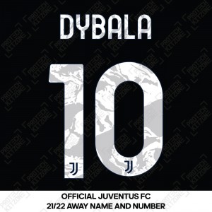 Dybala 10 (Official Juventus 2021/22 Away Name and Numbering)