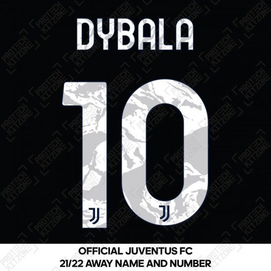 Dybala 10 (Official Juventus 2021/22 Away Name and Numbering)