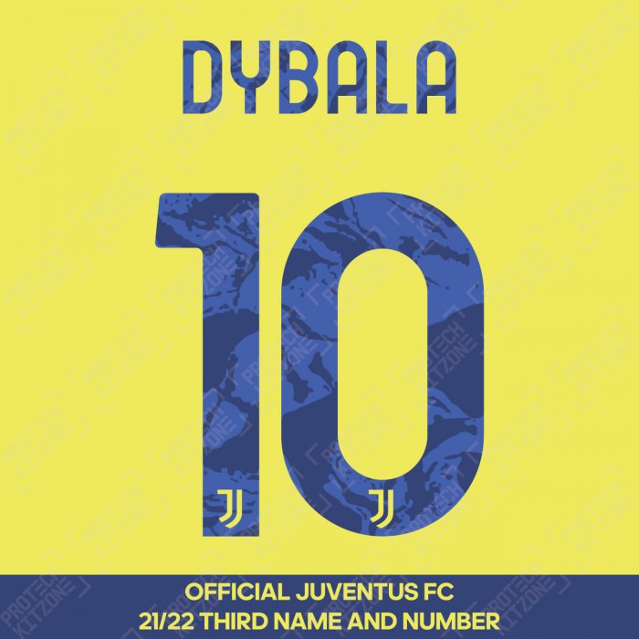Dybala 10 (Official Juventus 2021/22 Third Name and Numbering), 2021/22 Season Nameset, D102122JJ3, 