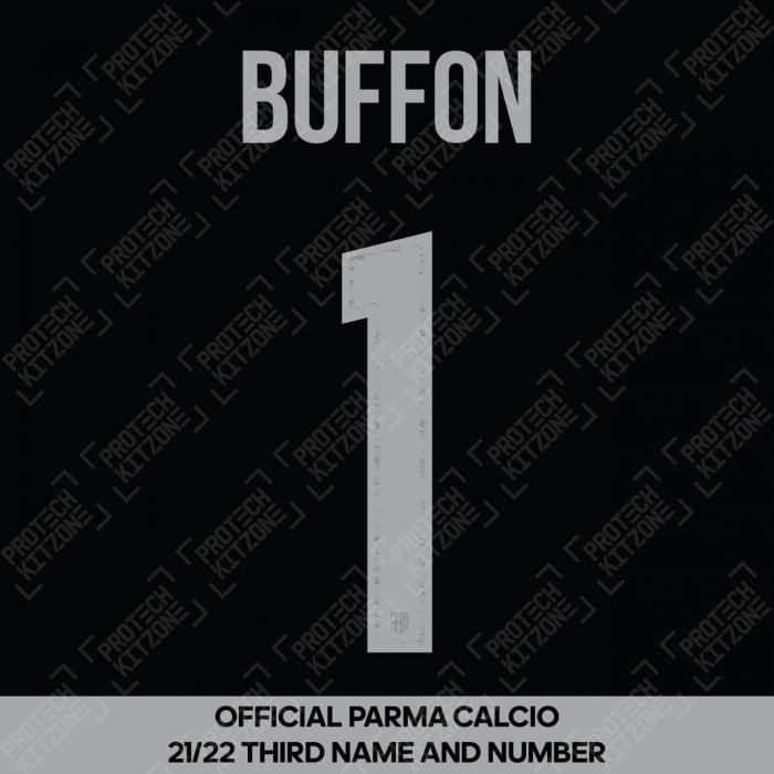 Buffon 1 - Official Name and Number Printing for Parma Calcio 2021/22 Third Shirt, Parma Calcio 1913, B1 PARMA21223RD, 